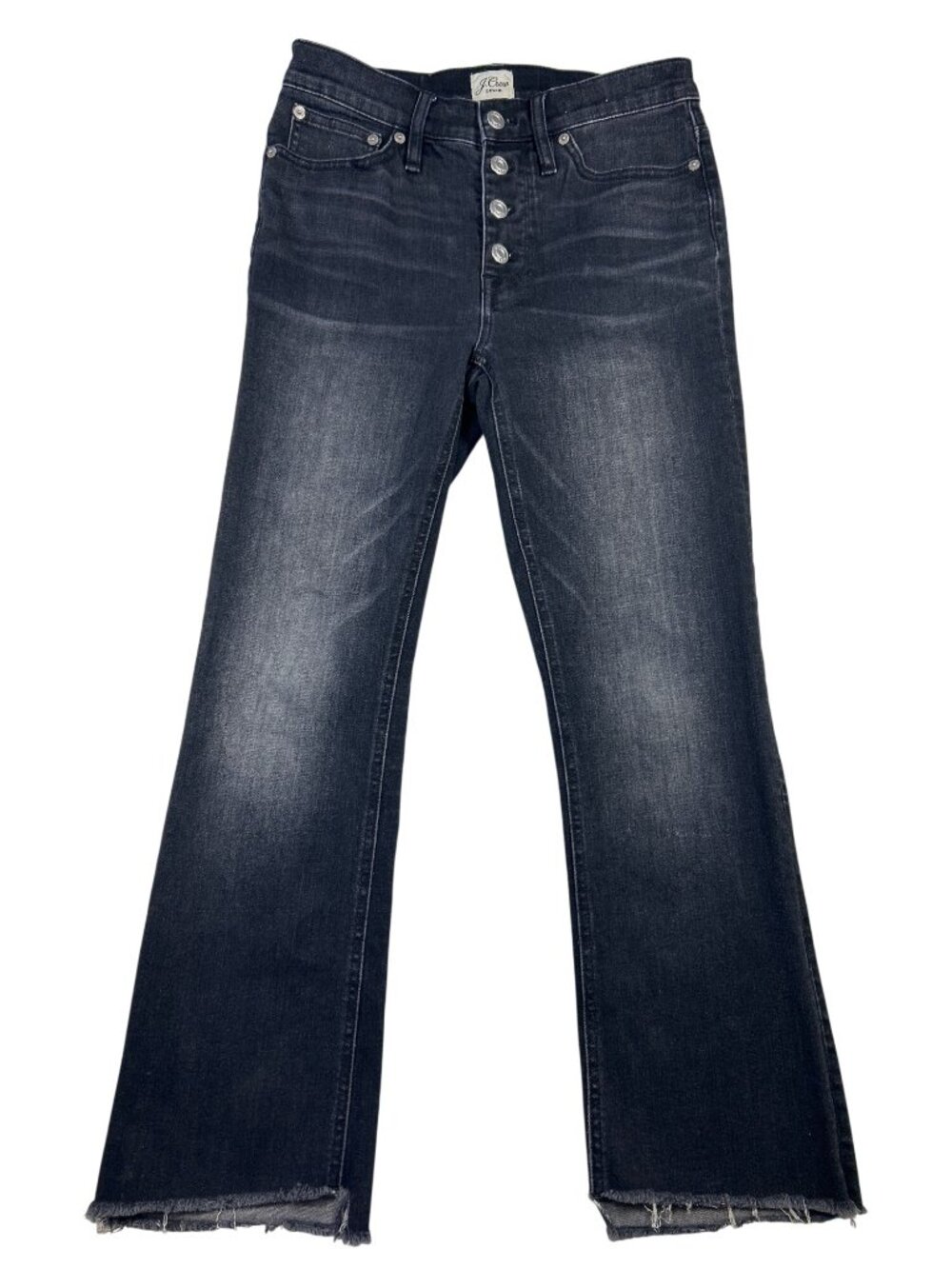 J.Crew Denim Billie Demi Boot Crop Jeans Women's 26 High Rise Button Fly Raw Hem